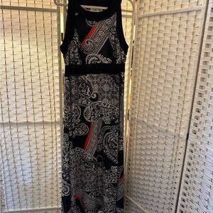 Just My Size Black and Red Paisley Maxi Dress